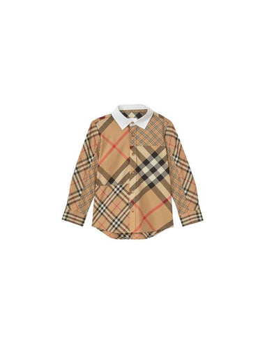 Patchwork Check Stretch Cotton Shirt Archive Beige - BURBERRY - BALAAN 1