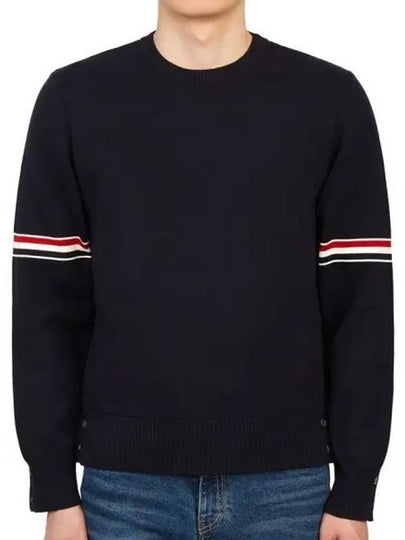 Men's Milan Stitch Armband Crew Neck Knit Top Navy - THOM BROWNE - BALAAN 2