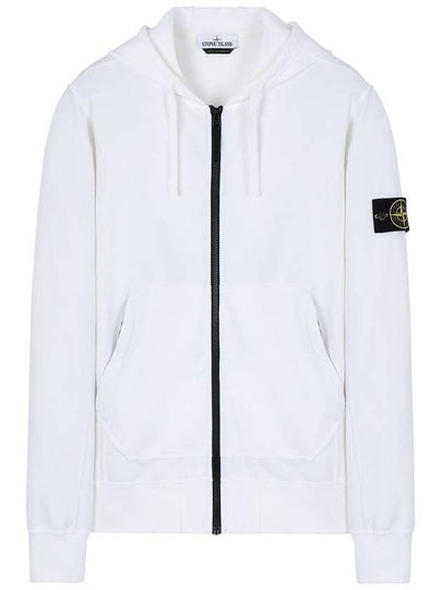 Logo Pacth Stretch Cotton Zip-up Cardigan White - STONE ISLAND - BALAAN 2