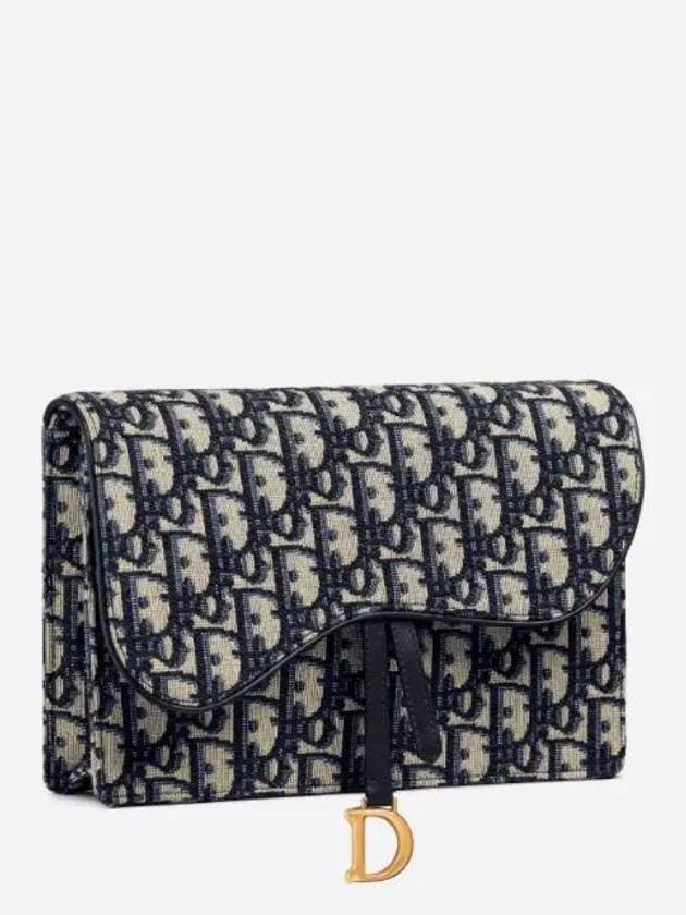 Saddle Pouch Blue  Oblique Jacquard - DIOR - BALAAN 7