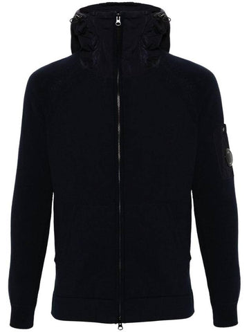 Cotton Mixed Knit Hooded Jacket Navy - CP COMPANY - BALAAN 1