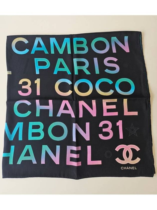 CC Logo Scarf Silk Black 24C AA9719 - CHANEL - BALAAN 2