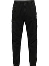 Stretch Cotton Cargo Straight Pants Black - STONE ISLAND - BALAAN 2