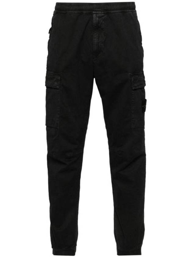 Stretch Cotton Cargo Straight Pants Black - STONE ISLAND - BALAAN 2