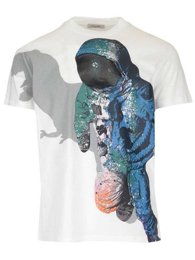 Dinosaur Astronaut Short Sleeve T-Shirt White - VALENTINO - BALAAN 1