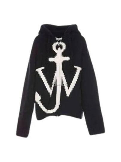 Anchor Logo Wool Zip-Up Hoodie Navy - JW ANDERSON - BALAAN 2