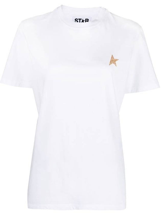 Star Collection Gold Glitter Star Short Sleeve T-Shirt White - GOLDEN GOOSE - BALAAN 2