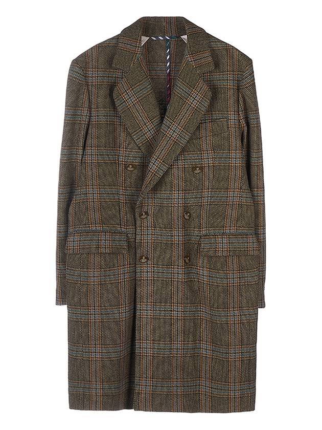 Men's Breasted Check Double Coat Brown - VIVIENNE WESTWOOD - BALAAN.