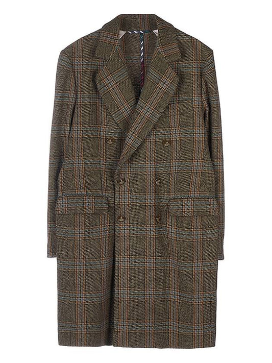 Men's Breasted Check Double Coat Brown - VIVIENNE WESTWOOD - BALAAN 2