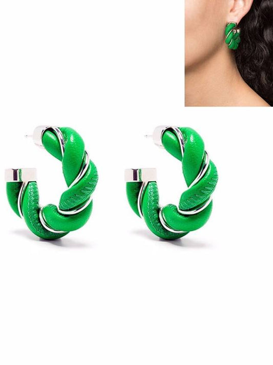 Twist Hoop Earrings Green - BOTTEGA VENETA - BALAAN.