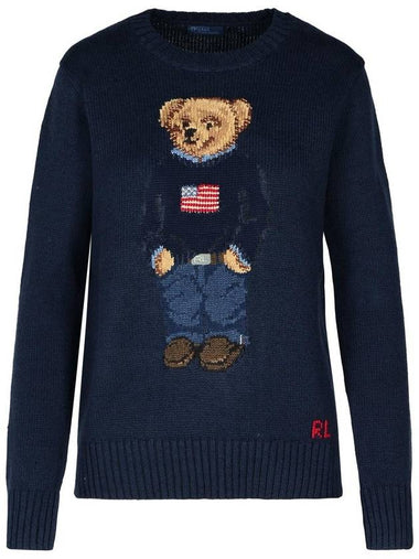 Bear Crew Neck Knit Top Navy - POLO RALPH LAUREN - BALAAN 1