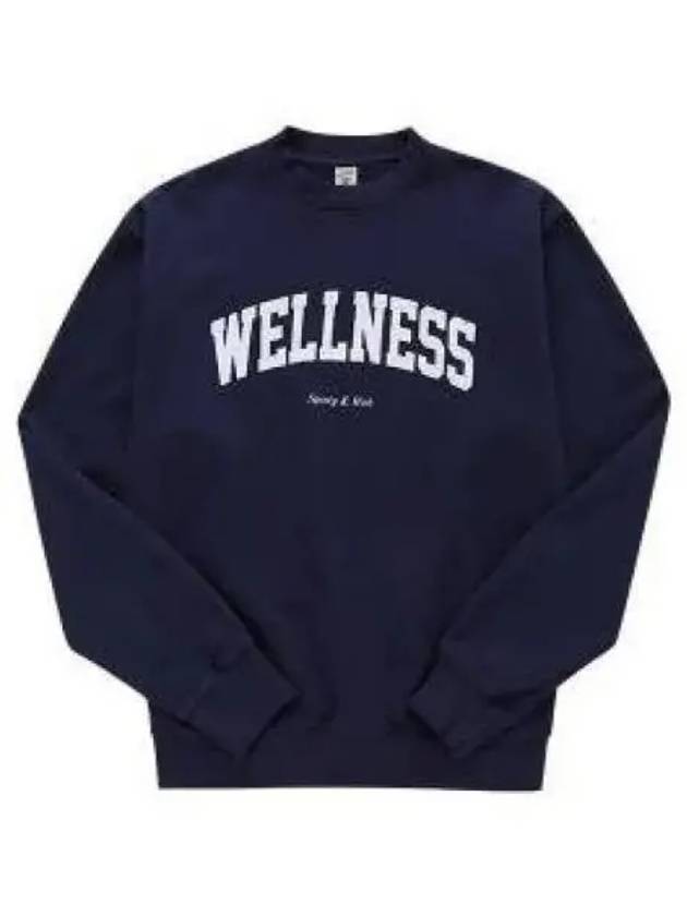 Men's Logo Print Crew Neck Cotton Sweatshirt Navy - SPORTY & RICH - BALAAN 2