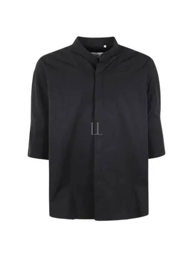 Mandarin Collar Short Sleeve Shirt Black - AMI - BALAAN 2