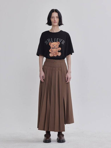 imbalance pleated design skirt brown - LIE - BALAAN 1