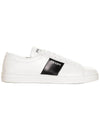 Logo Brushed Leather Low-Top Sneakers White - PRADA - BALAAN 1