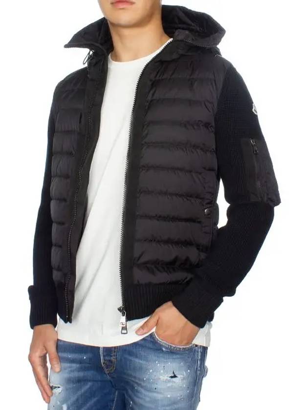 Logo Patch Padded Wool Cardigan Black - MONCLER - BALAAN 11