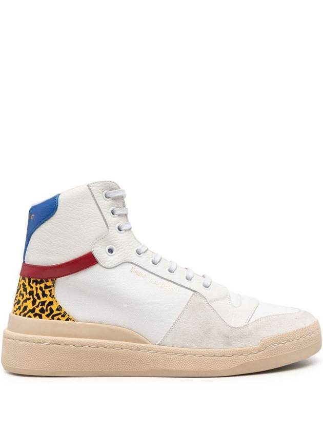 Canvas and Leather High Top Sneakers - SAINT LAURENT - BALAAN 2