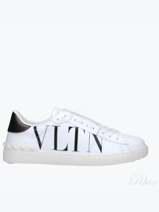 VLTN Logo Open Leather Low-Top Sneakers White - VALENTINO - BALAAN 2