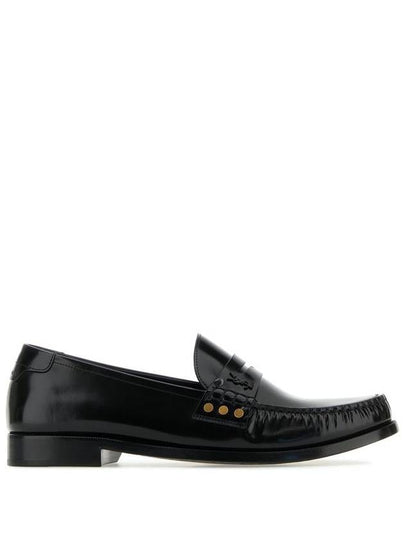 Mocassini Leather Monogram Loafer Black - SAINT LAURENT - BALAAN 2