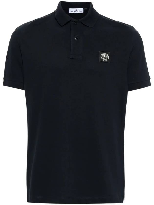 Pique Stretch Cotton Short Sleeve Polo Shirt Navy - STONE ISLAND - BALAAN 2