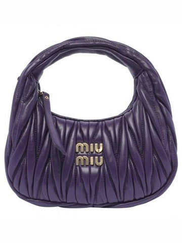 Wander Matelasse Nappa Leather Hobo Mini Bag Violet - MIU MIU - BALAAN 1