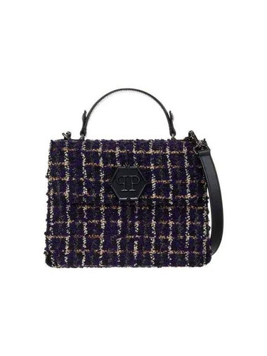 Women s Hexagon Tweed Medium Handbag Purple - PHILIPP PLEIN - BALAAN 1