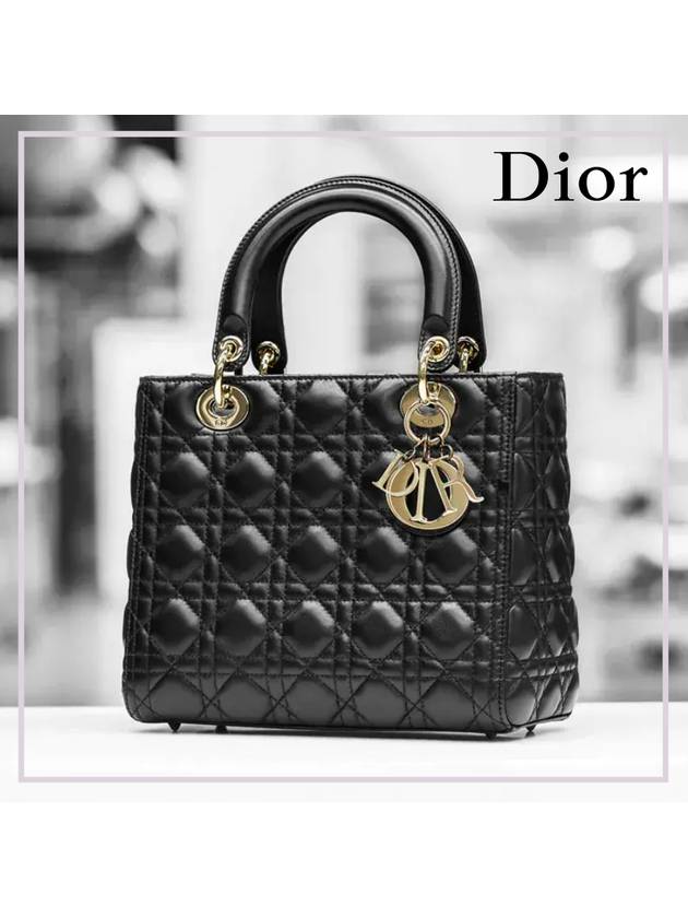 Lady Cannage Lambskin Mini Bag Black - DIOR - BALAAN.