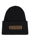 Logo Patch Wool Beanie Black - CANADA GOOSE - BALAAN 1