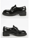 Triangle Logo Chocolate Brushed Leather Loafers Black - PRADA - BALAAN 4