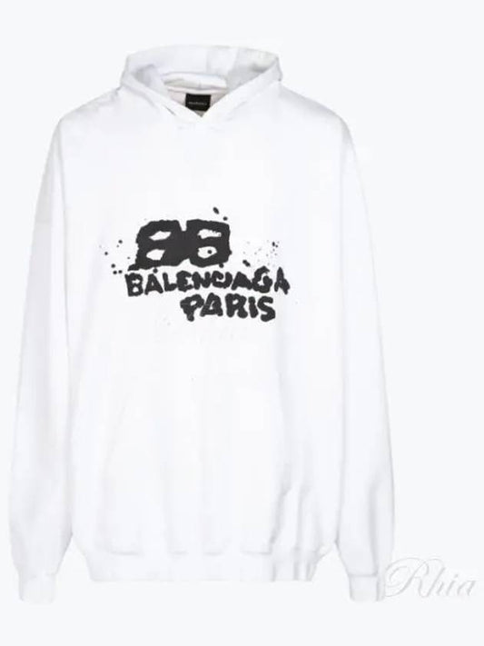 Graffiti Logo Printing Hoodie White - BALENCIAGA - BALAAN 2