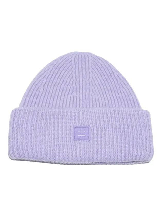 Studios Small Face Logo Beanie Purple Melange - ACNE STUDIOS - BALAAN.