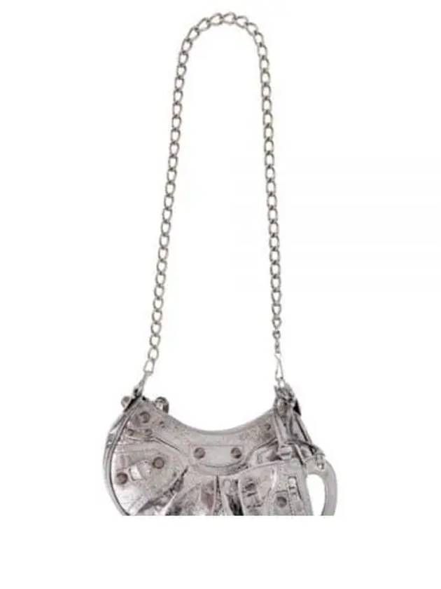 Women's Le Cagole XS Chain Metal Shoulder Bag Silver - BALENCIAGA - BALAAN 2