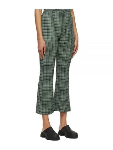 Women s Seersucker Check Crop Pants Green F6894 - GANNI - BALAAN 1