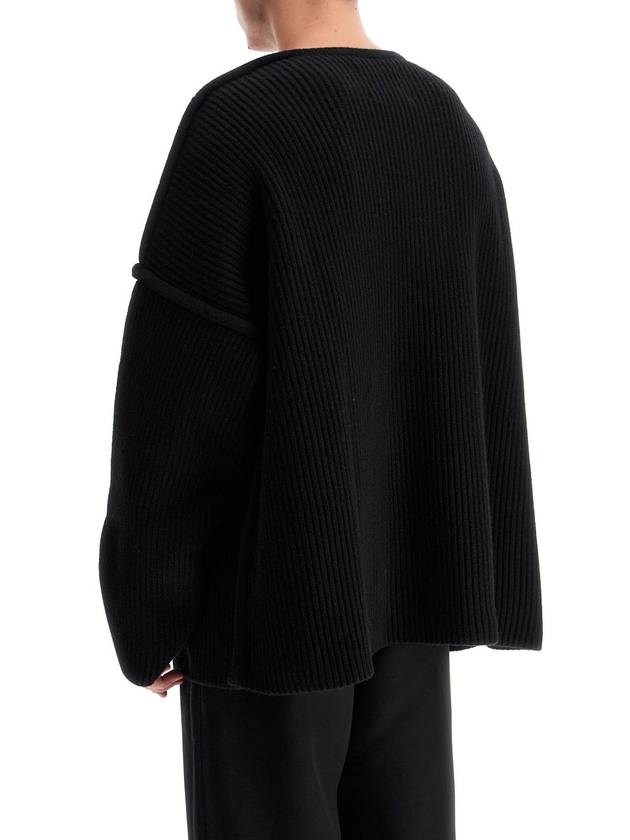 Oversized Fit Rib Knit Top Black - JIL SANDER - BALAAN 4