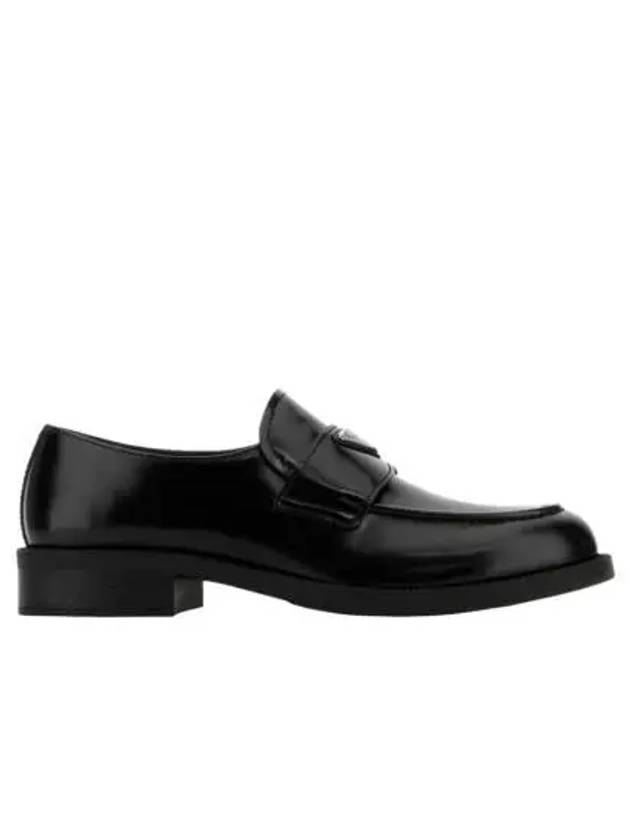 Triangle Logo Brushed Leather Loafer Black - PRADA - BALAAN 3