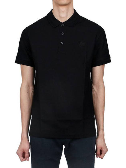 Men's Embroidered Logo Cotton Polo Shirt Black - BURBERRY - BALAAN 2