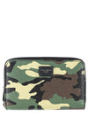 Camouflage Print Logo Zipper Card Wallet Green - DOLCE&GABBANA - BALAAN.