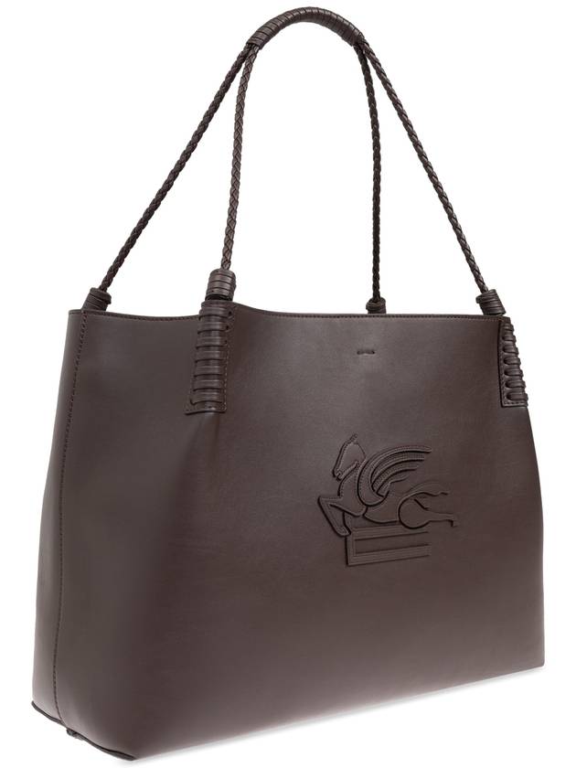 Logo Livera Medium Leather Shoulder Bag Brown - ETRO - BALAAN 5