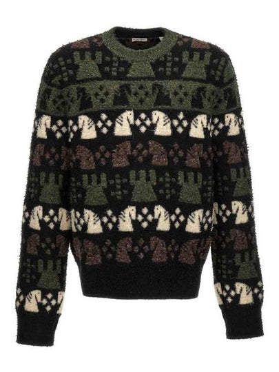 Chess Intarsia Wool Blend Knit Top Black - BURBERRY - BALAAN 2