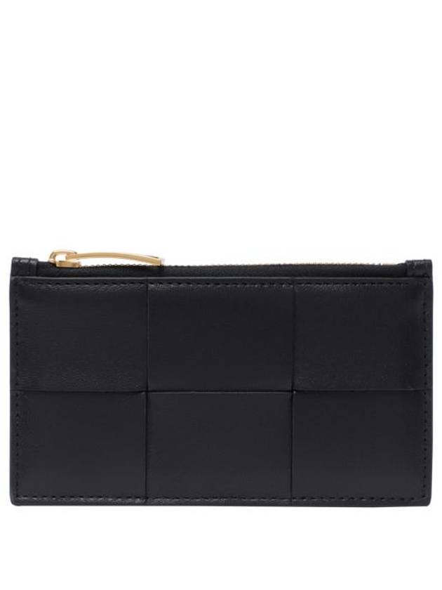 Cassette Intrecciato Zipper Leather Card Wallet Black - BOTTEGA VENETA - BALAAN 2