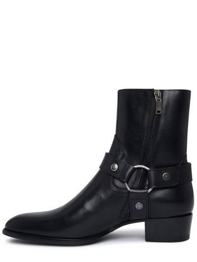 Men's Leather Wyatt Harness Ankle Boots Black - SAINT LAURENT - BALAAN 4