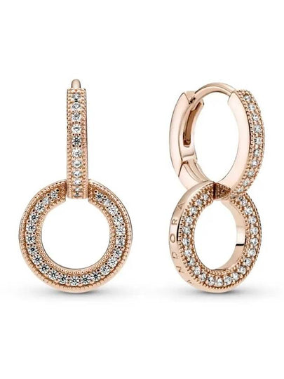 Sparkling Double Hoop Earrings Rose Gold - PANDORA - BALAAN 2