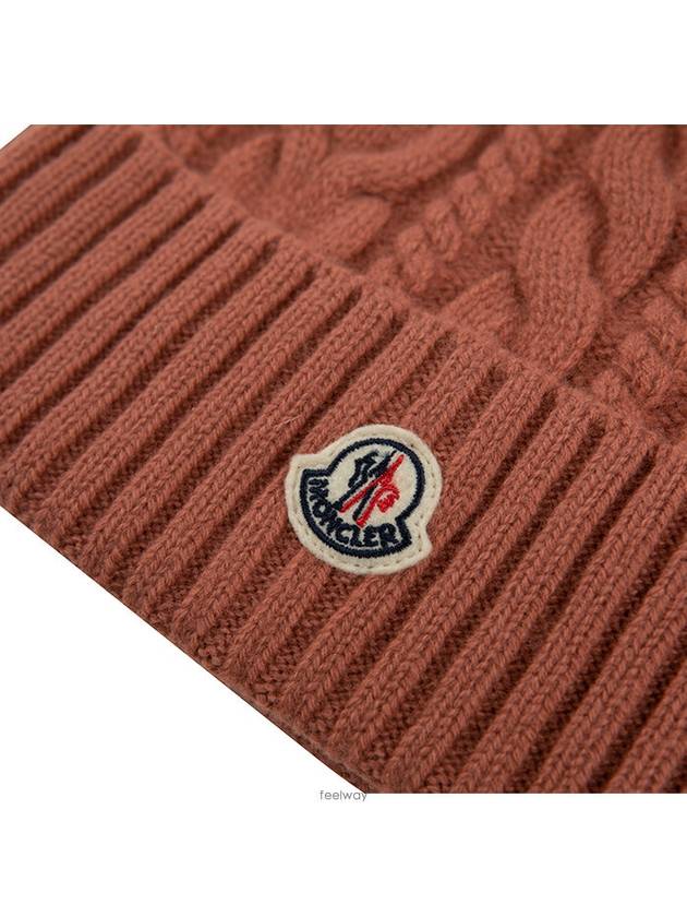 Pom Pom Beanie Pink Beige - MONCLER - BALAAN.