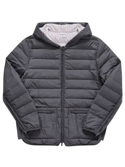 Ultra Light Nylon Hooded Down Padding Grey - THOM BROWNE - BALAAN 2