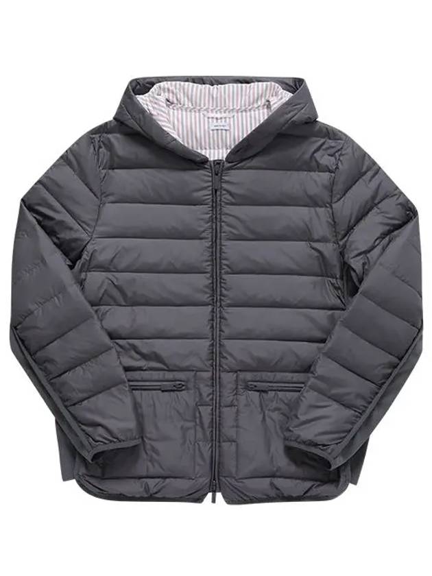 Ultra Light Nylon Hooded Down Padding Grey - THOM BROWNE - BALAAN 3