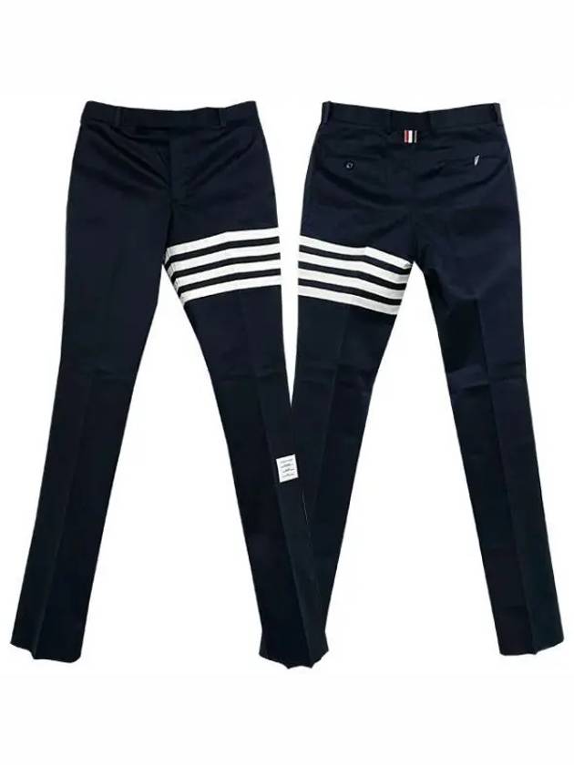 Diagonal Unconstructed Chino Straight Pants Navy - THOM BROWNE - BALAAN 2