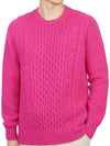 Crew Neck Lambswool Knit Top Pink - DRUMOHR - BALAAN 6