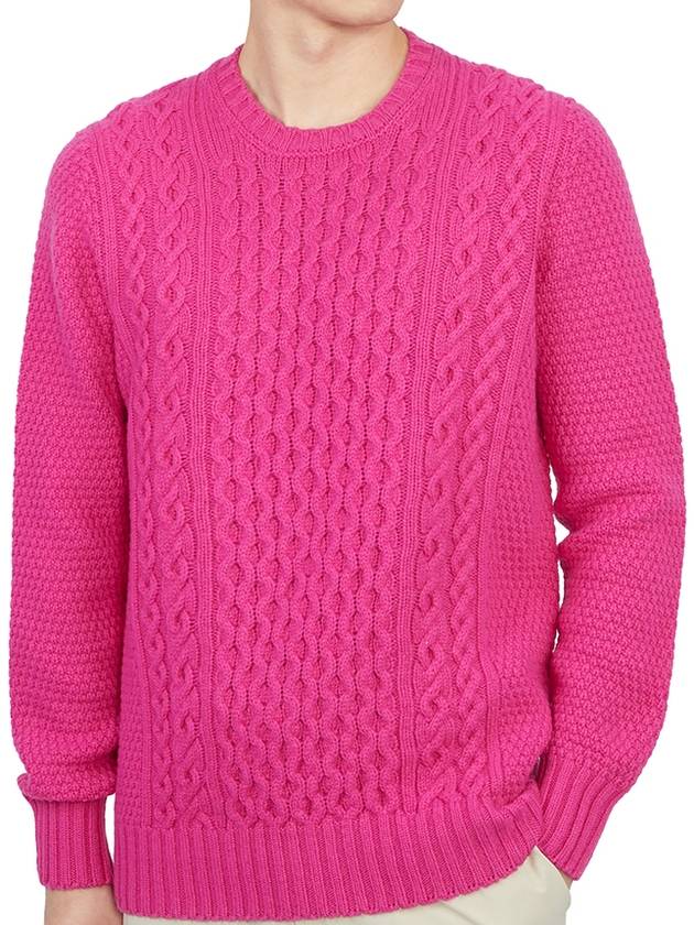 Crew Neck Lambswool Knit Top Pink - DRUMOHR - BALAAN 6