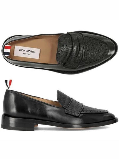 Men's Vitello Flexible Leather Sole Soft Penny Loafer Black - THOM BROWNE - BALAAN 2