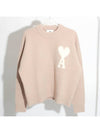 Intarsia Heart Logo Knit Top Powder Pink - AMI - BALAAN 2